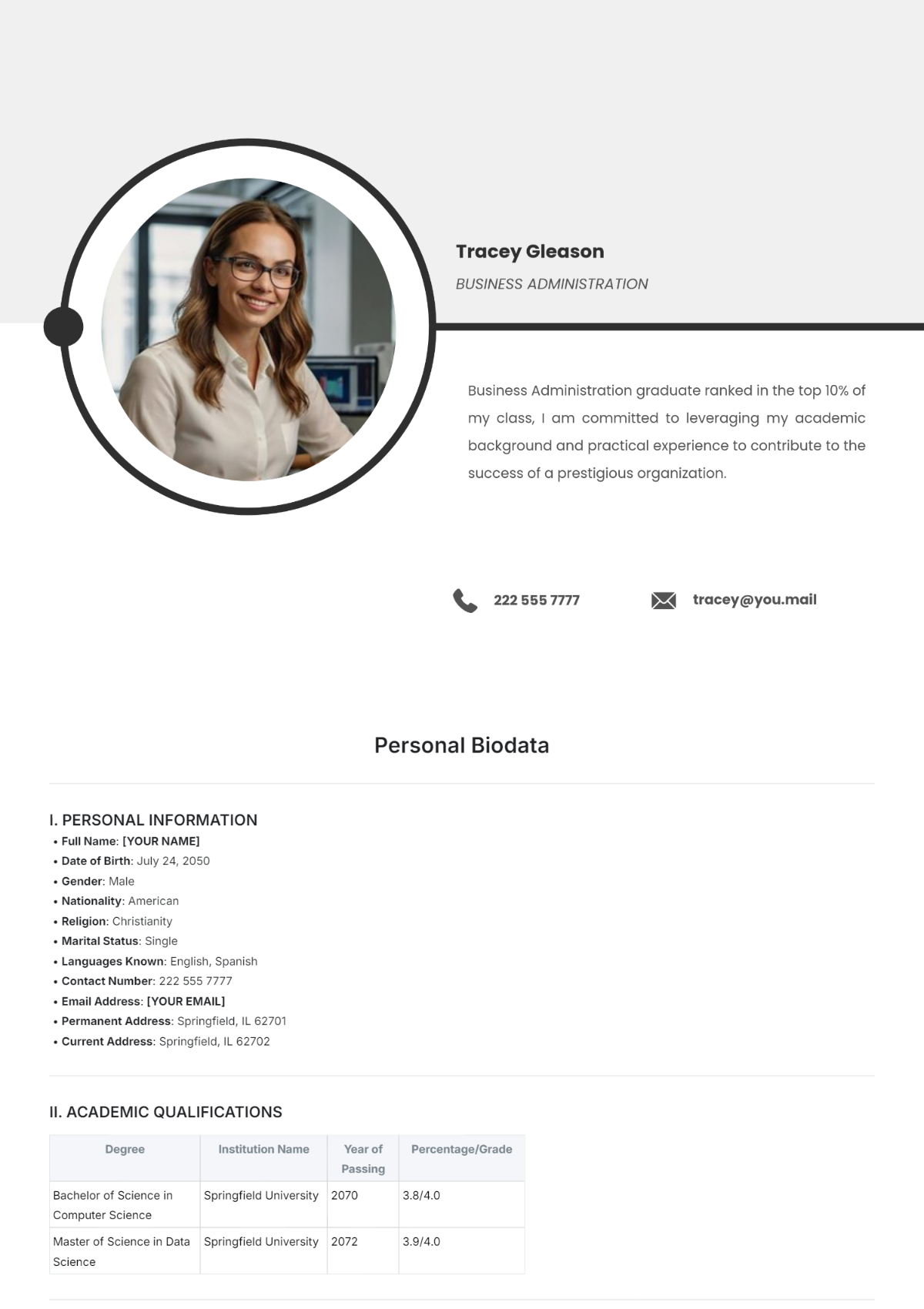 Personal Biodata Template - Edit Online & Download