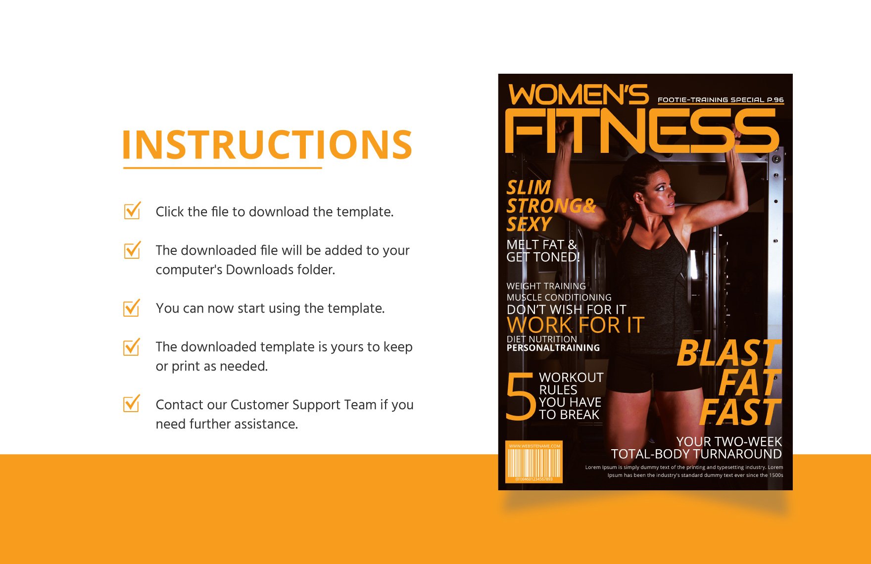 Women's Fitness Magazine Cover Template