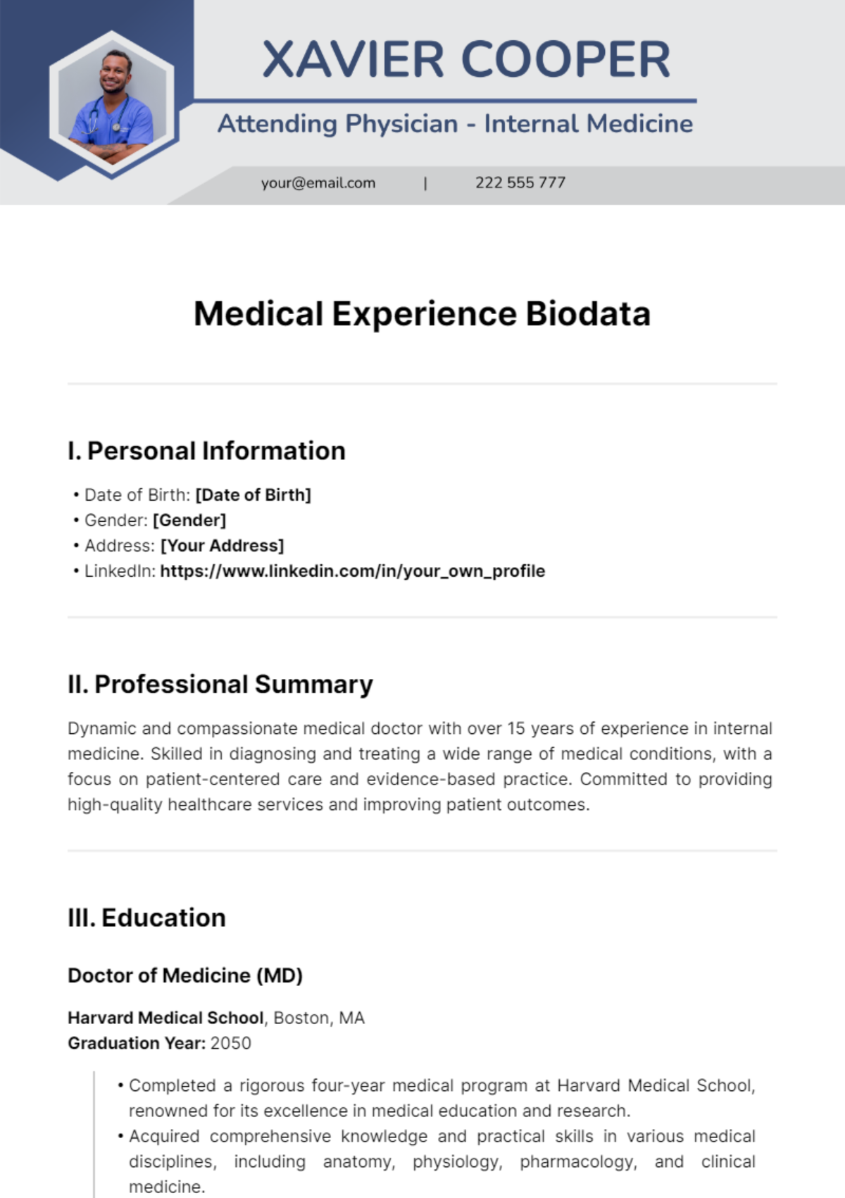 Medical Experience Biodata Template - Edit Online & Download