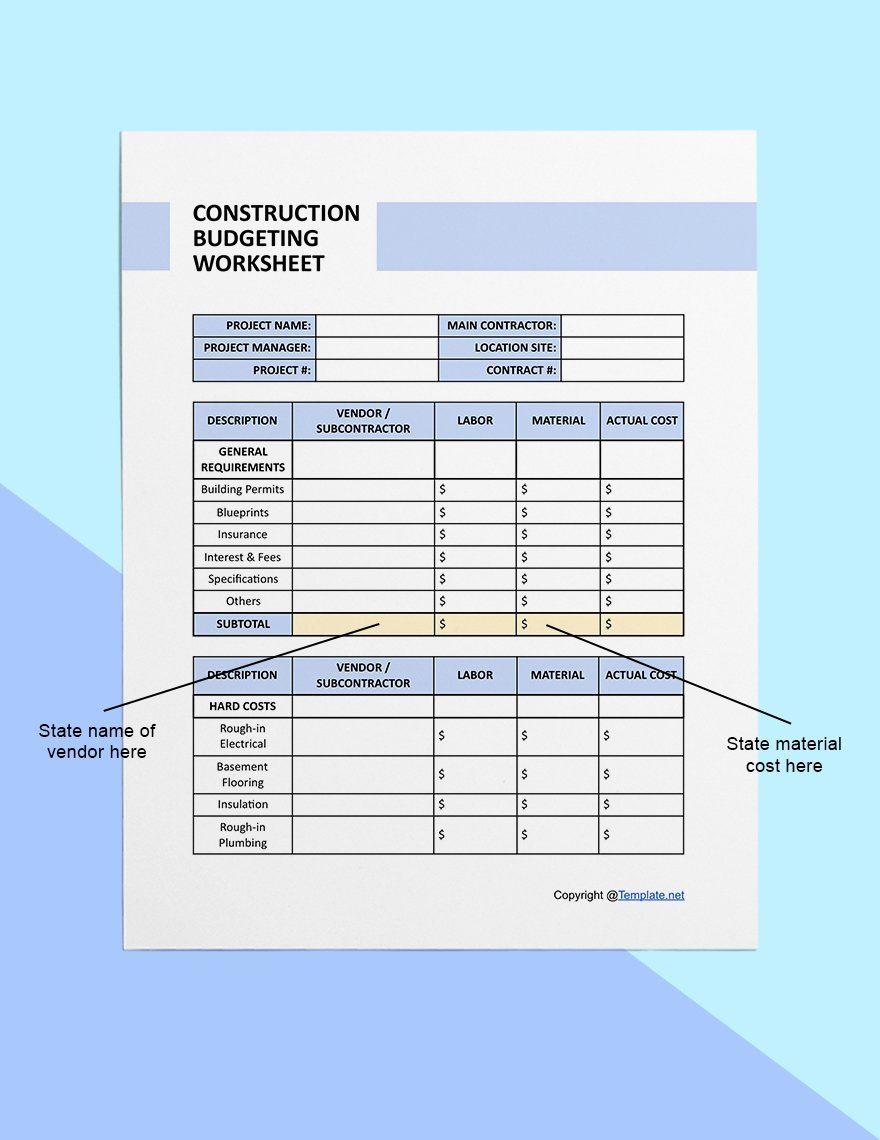 Simple Construction Worksheet Sample