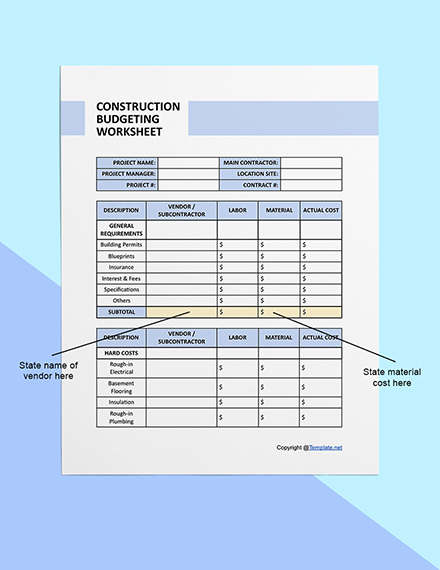 Simple Construction Worksheet Sample