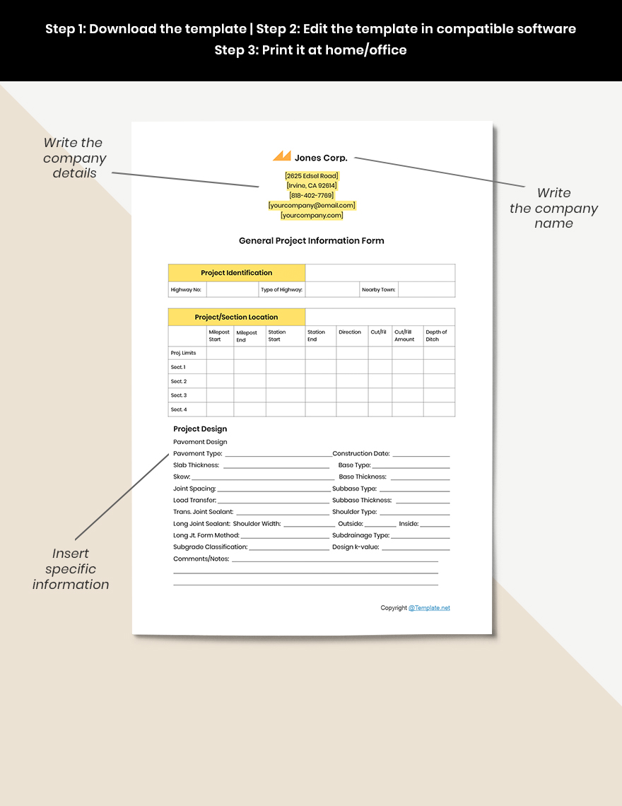Printable Construction Form Template