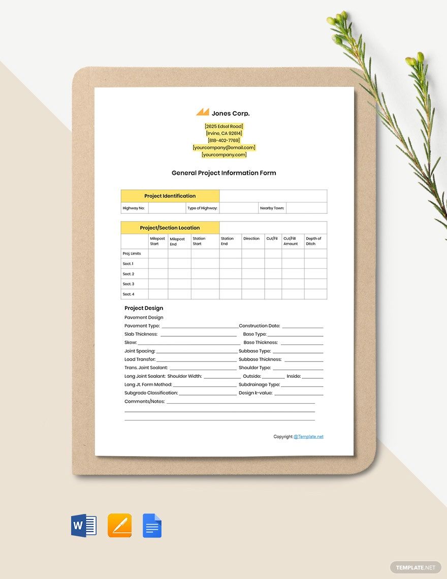 Free Printable Construction Form Template
