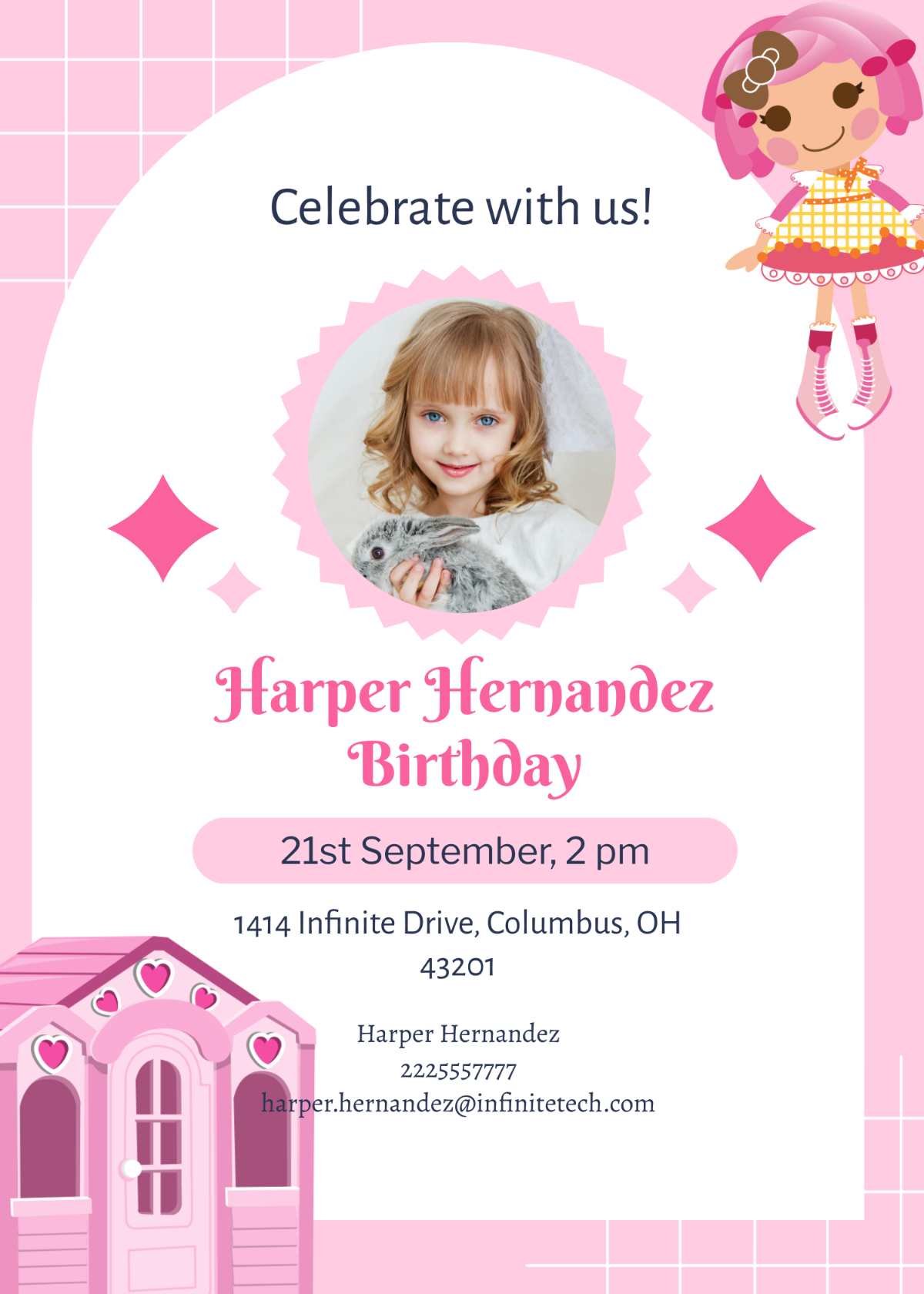 Dollhouse Birthday Invitation