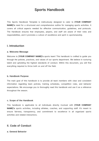Free Sports Handbook Template to Edit Online