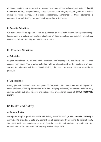 Free Sports Handbook Template to Edit Online