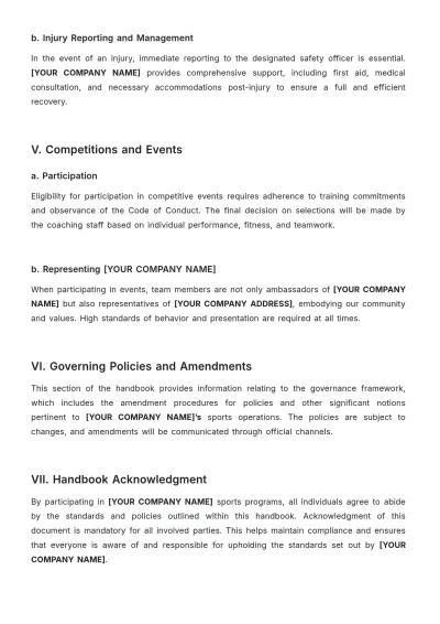Free Sports Handbook Template to Edit Online