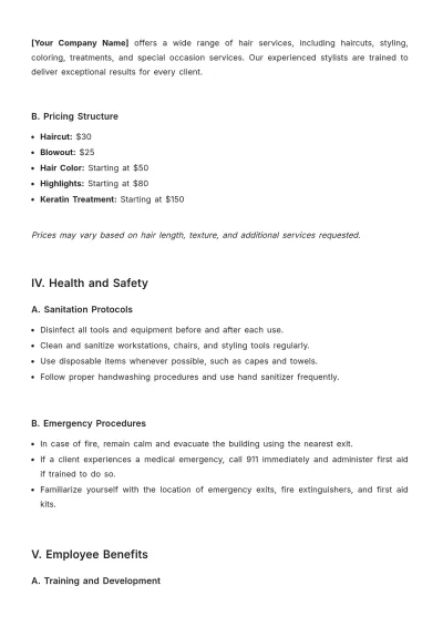 Free Colorful Salon Handbook Template to Edit Online