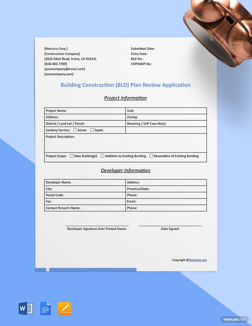 Simple Construction Form Template
