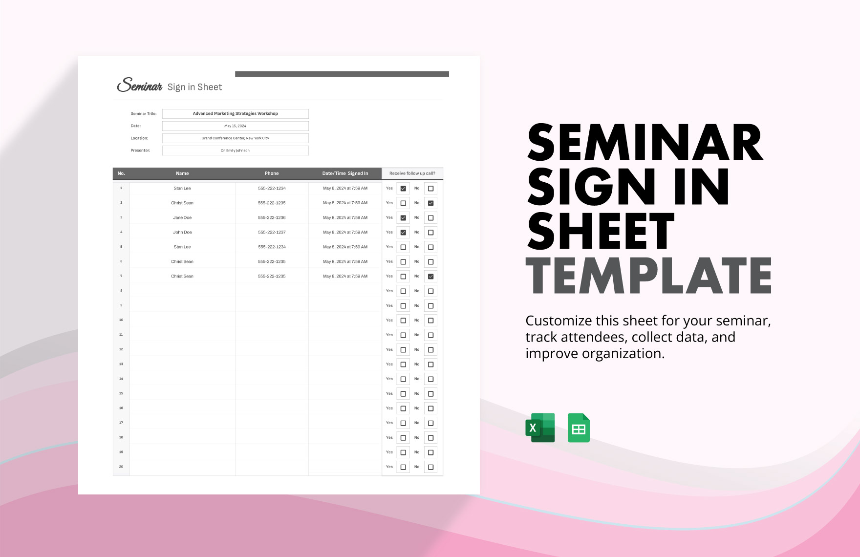 Seminar Sign in Sheet Template