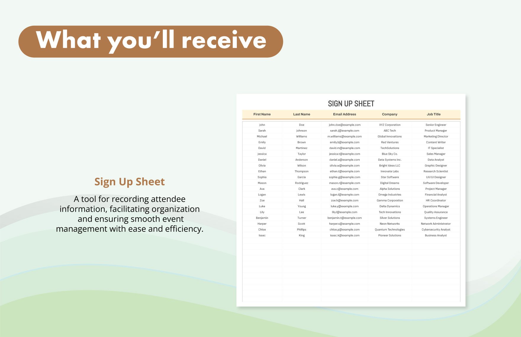Webinar Sign up Sheet Template