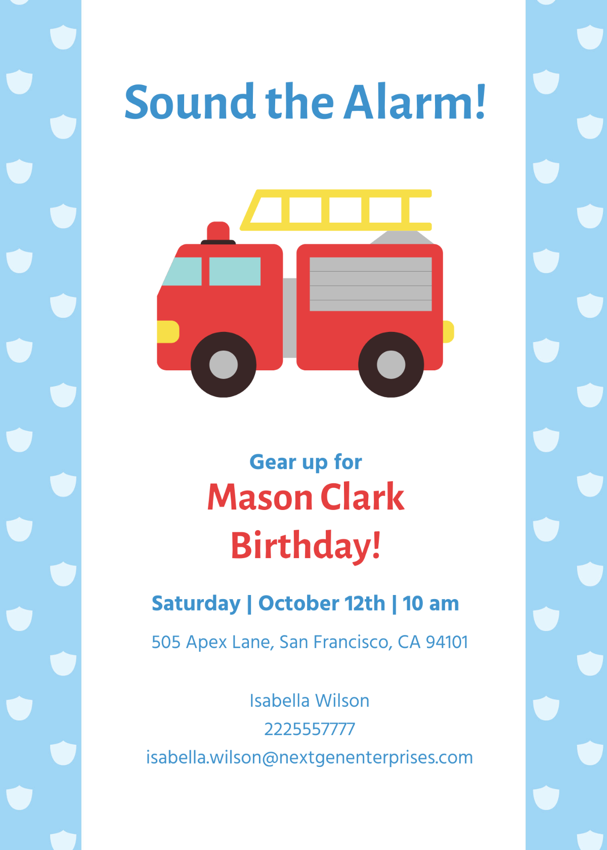 Fireman Birthday Invitation