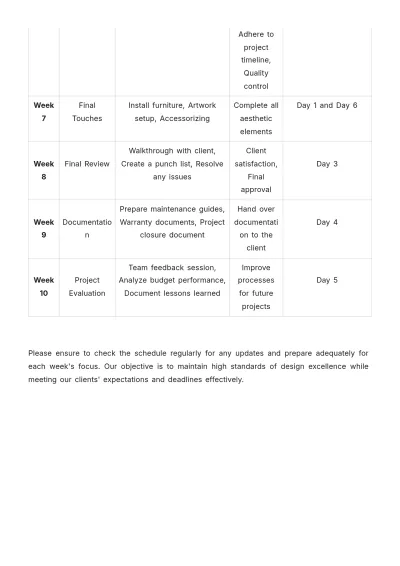 Free Interior Design Monthly Schedule Template to Edit Online
