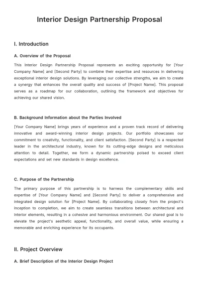 Free Interior Design Partnership Proposal Template to Edit Online