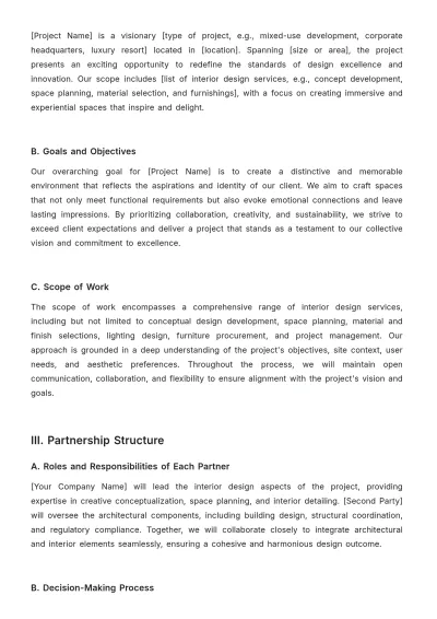 Free Interior Design Partnership Proposal Template to Edit Online