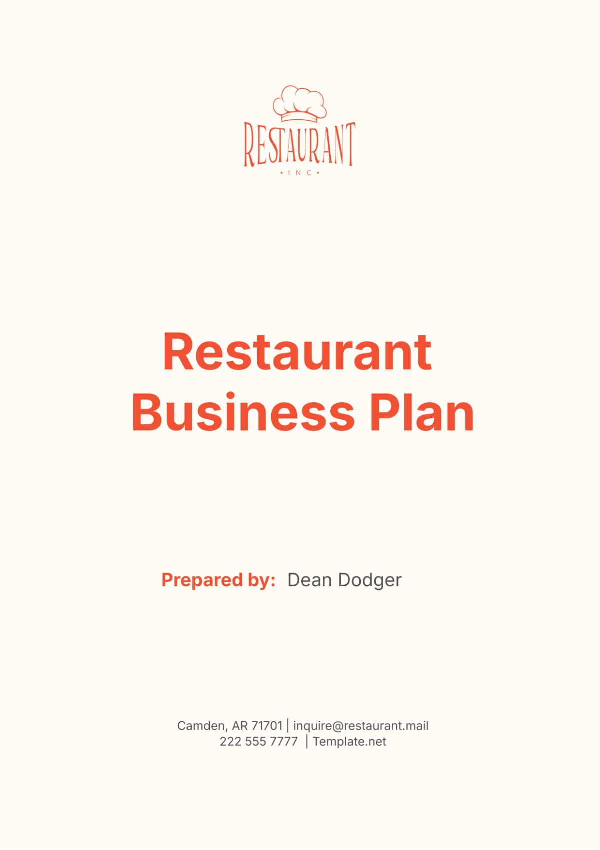 Restaurant Business Plan Template