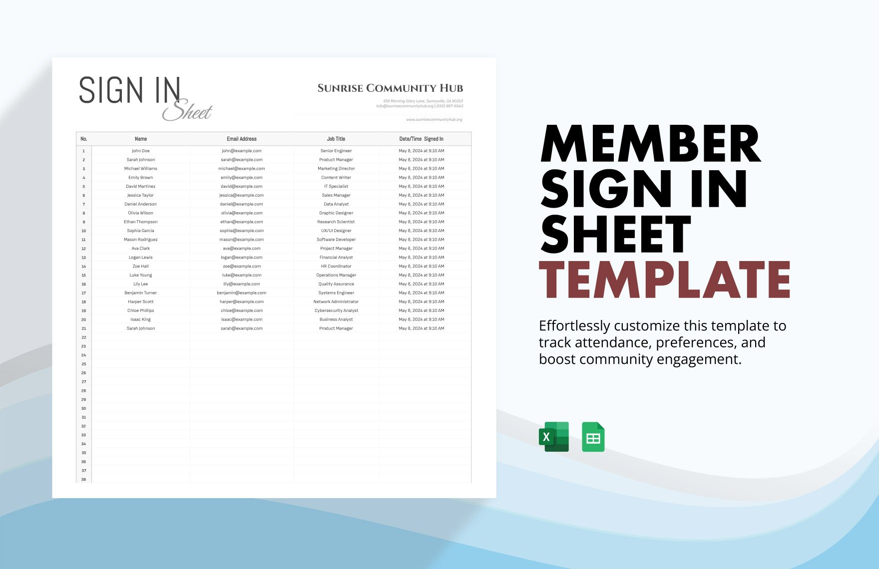 Member Sign in Sheet Template in Excel, Google Sheets