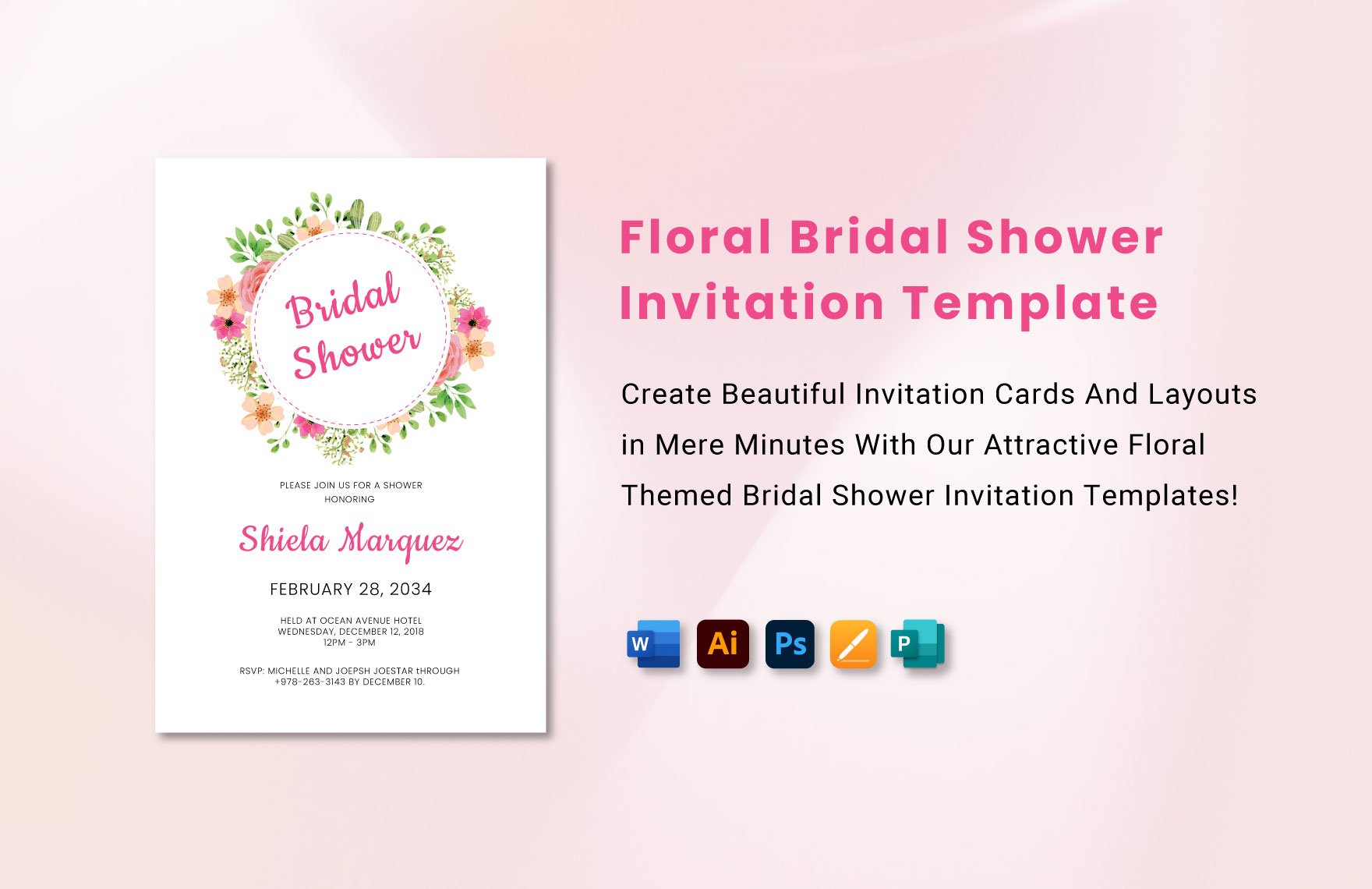 Floral Bridal Shower Invitation Template