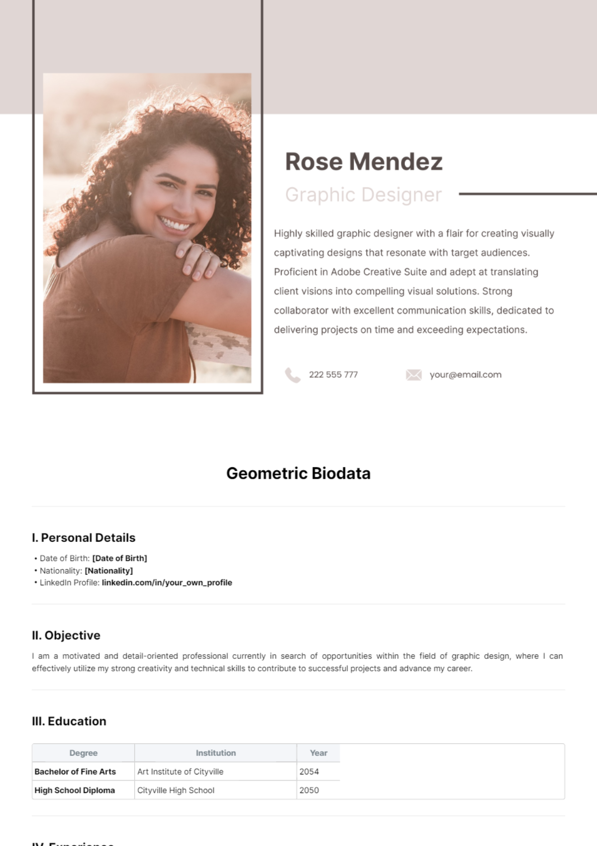 Geometric Biodata Template - Edit Online & Download