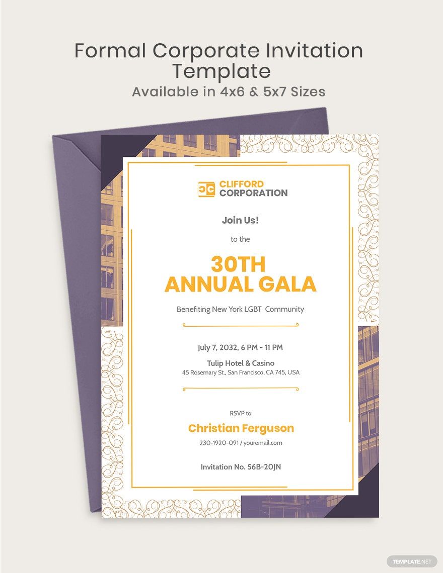formal corporate event invitation template - illustrator, word