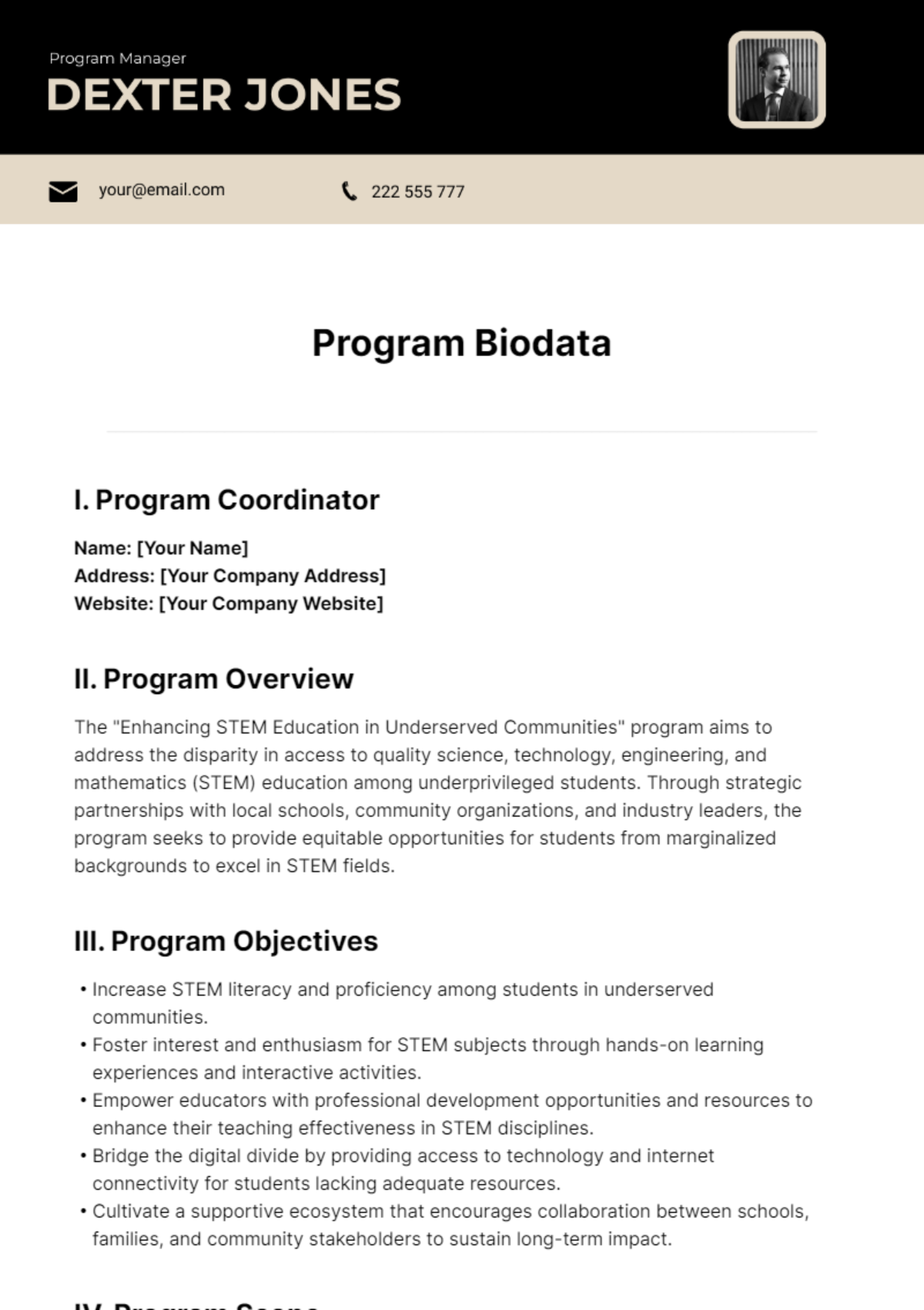 Program Biodata Template - Edit Online & Download