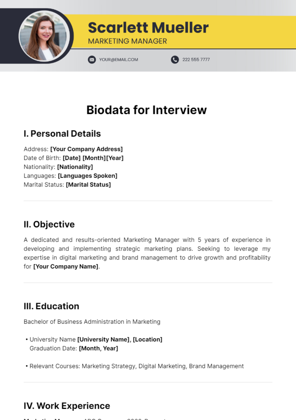 Biodata for Interview Template - Edit Online & Download