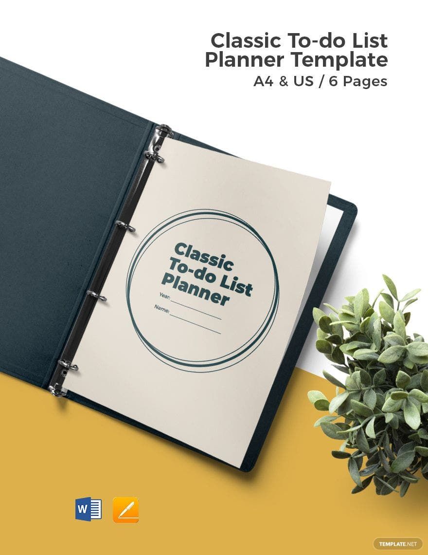 Free Classic To Do List Planner Template