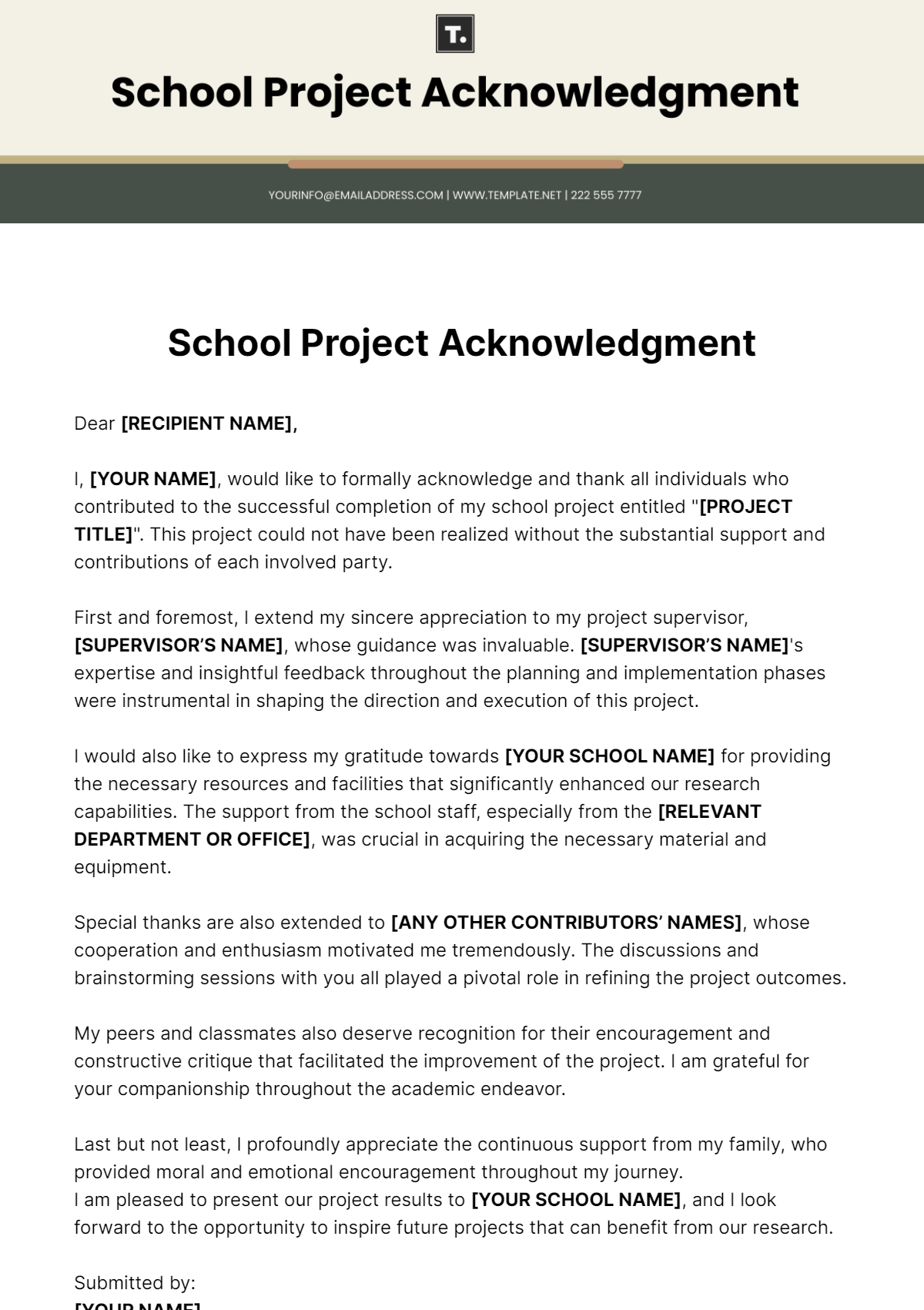 School Project Acknowledgment Template - Edit Online & Download