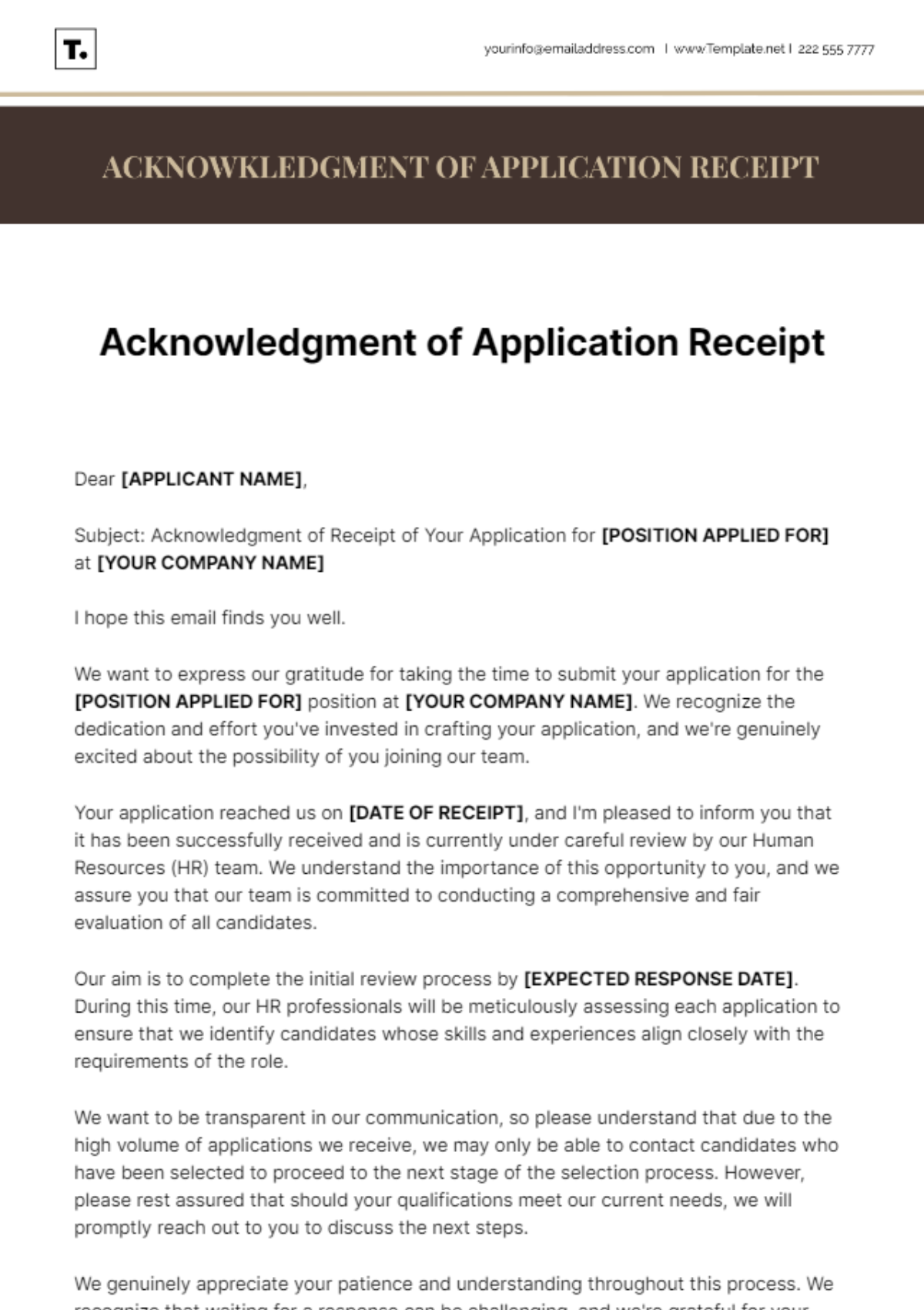 Acknowledgment Of Application Receipt Template - Edit Online & Download