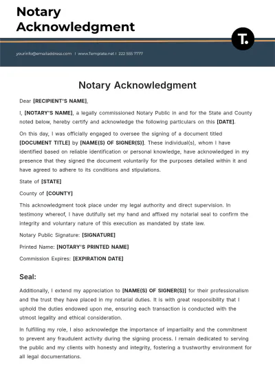 Free Notary Acknowledgment Template to Edit Online