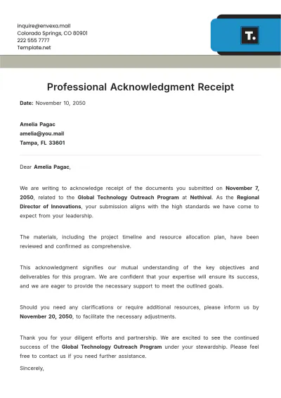 Free Professional Acknowledgment Receipt Template & AI Receipt Maker