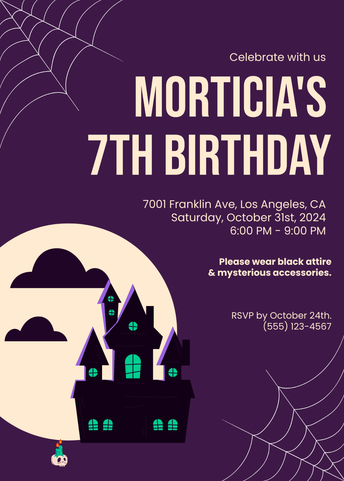Wednesday Addams Birthday Invitation 