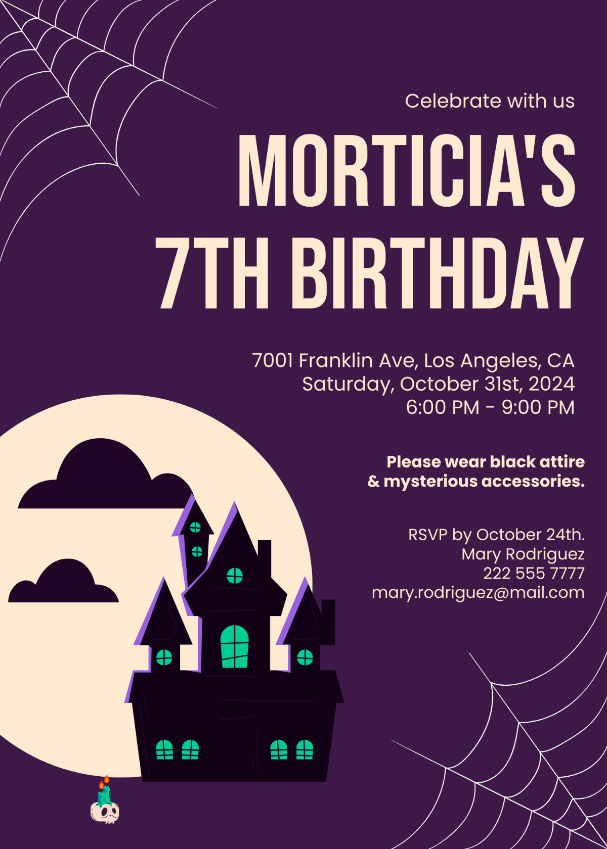 Wednesday Addams Birthday Invitation