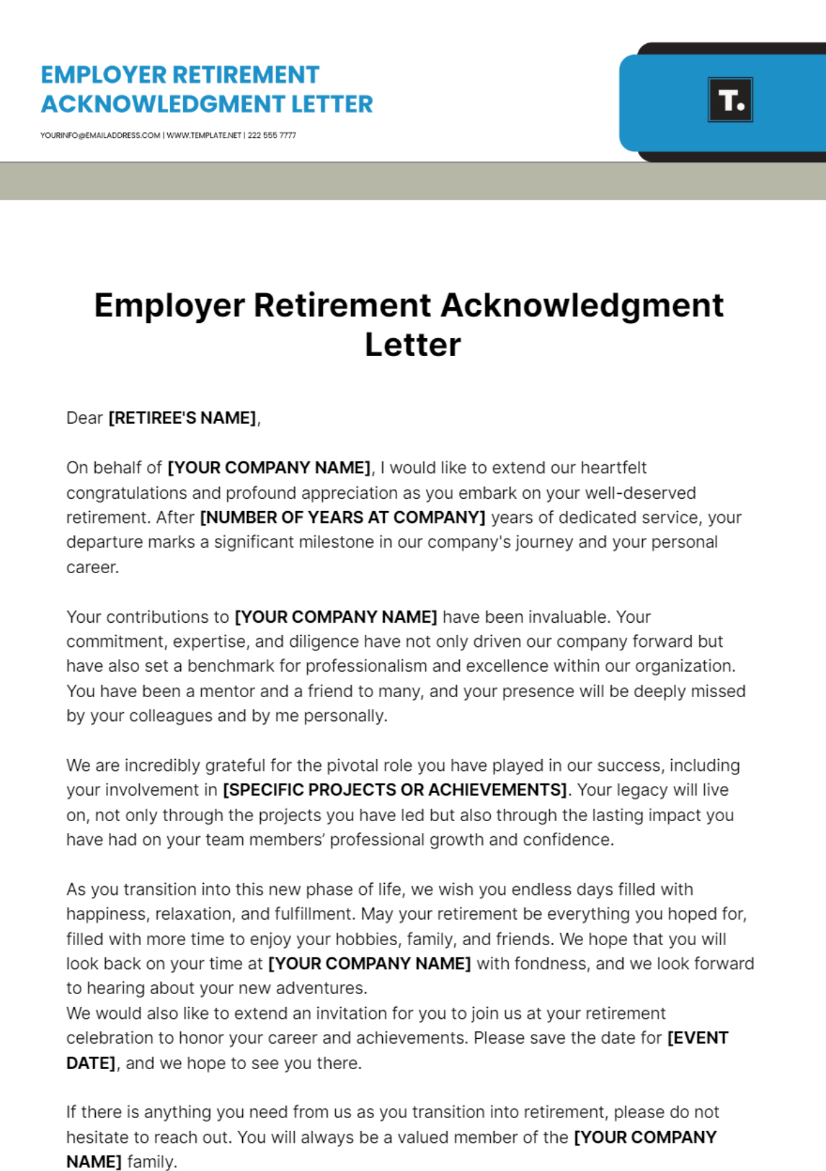 Employer Retirement Acknowledgment Letter Template - Edit Online & Download