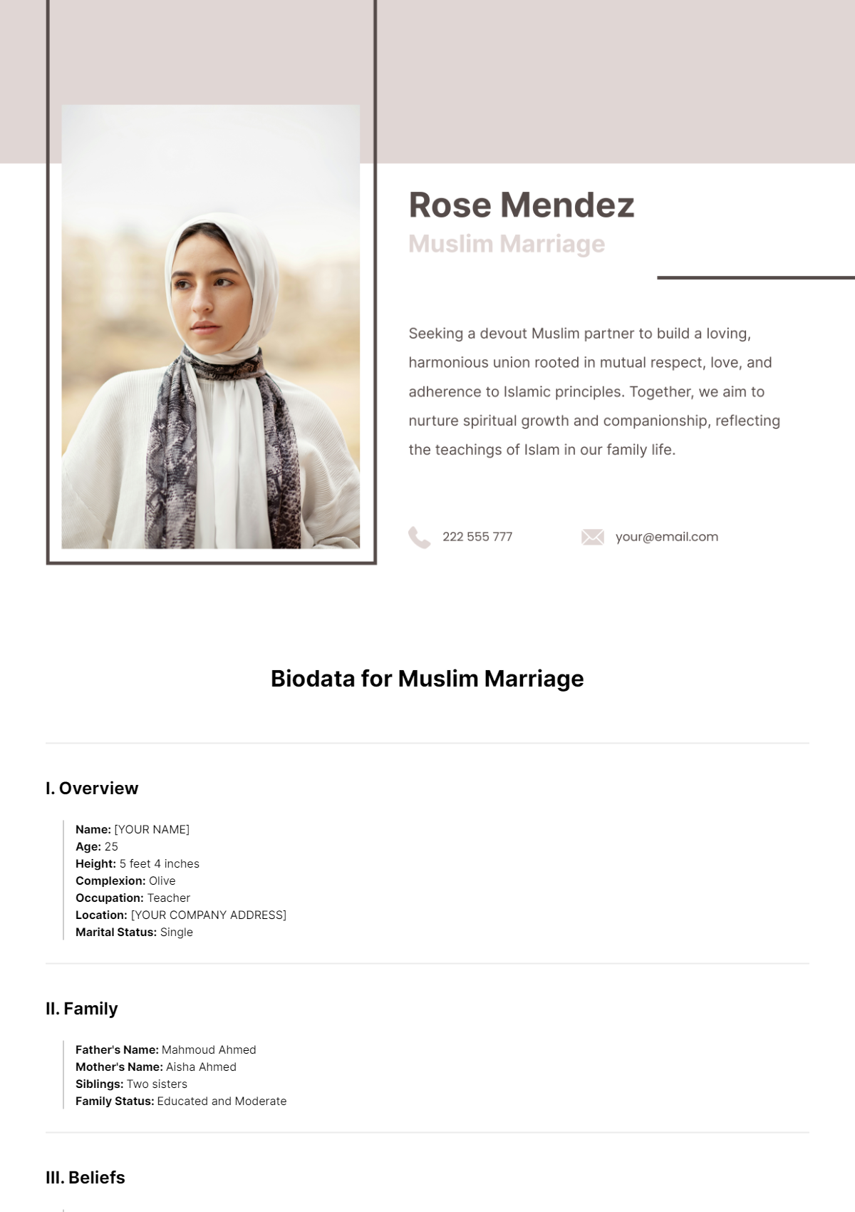 Biodata for Muslim Marriage Template - Edit Online & Download