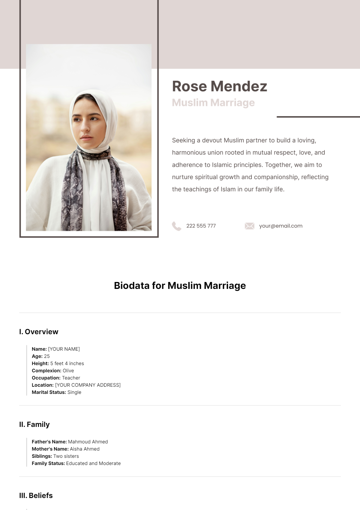 Free Biodata Templates To Edit Online Print