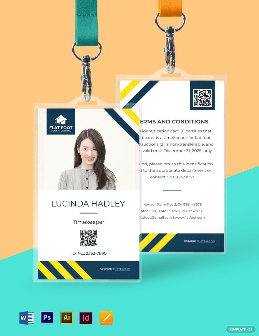 Sample Construction ID Card Template