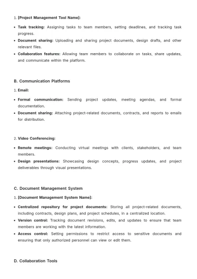 Free Interior Design Communication Plan Template to Edit Online