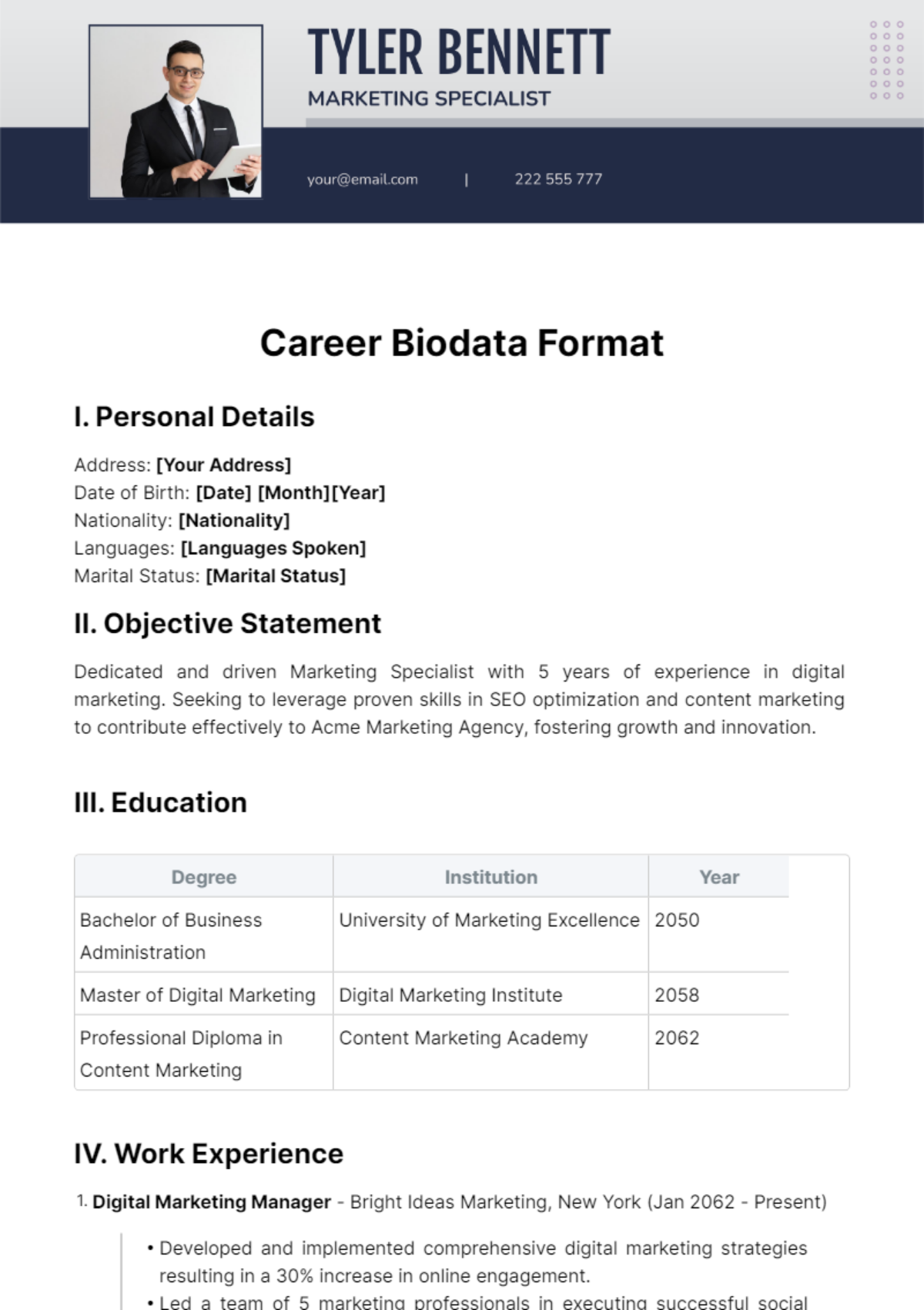 FREE Biodata Templates & Examples - Edit Online & Download | Template.net