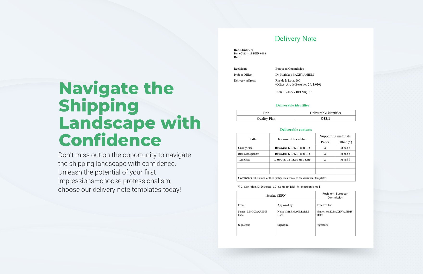 Sample Delivery Note Template