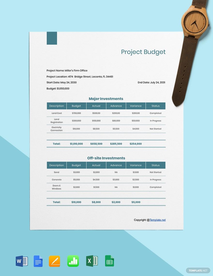 Editable Construction Project Budget Template