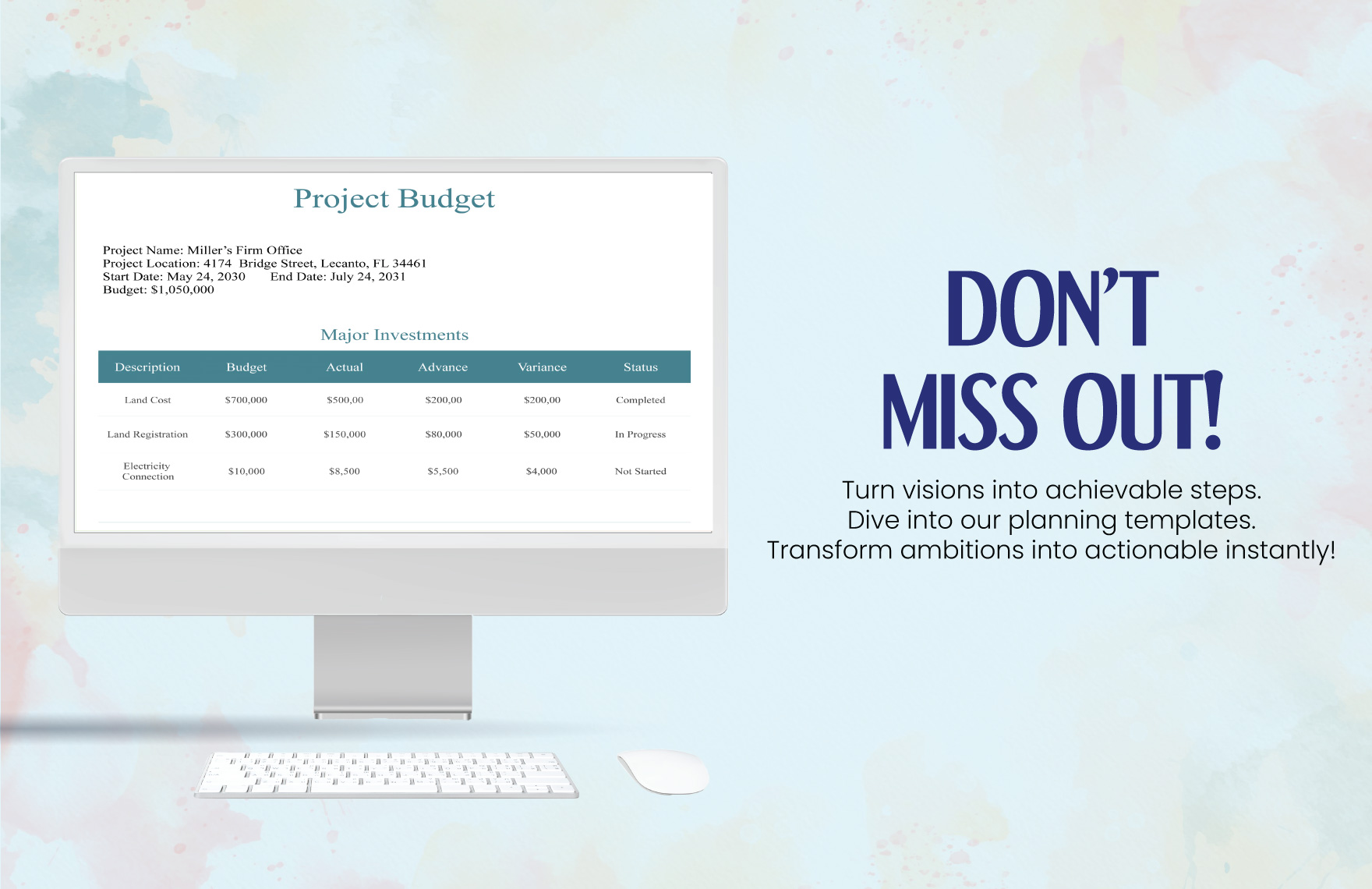 Editable Construction Project Budget Template
