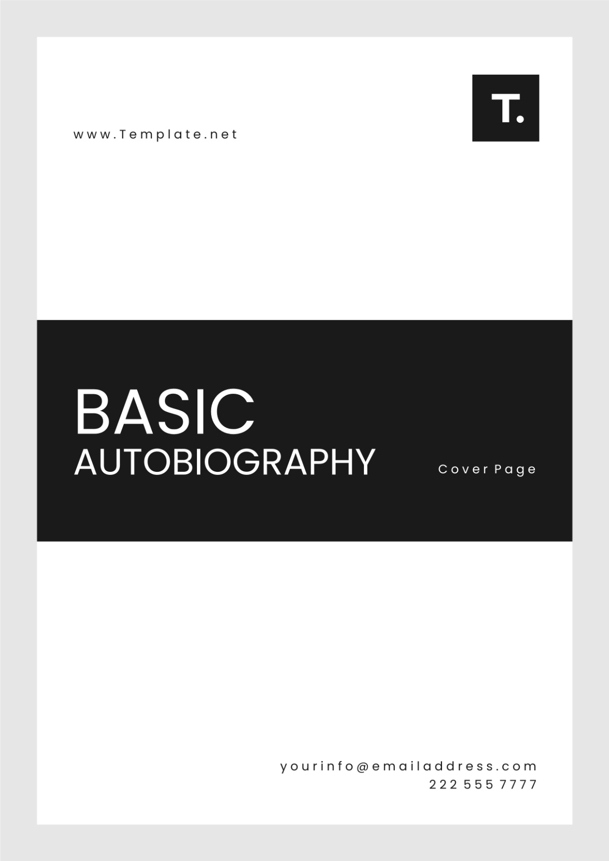 Basic Autobiography Cover Page Template