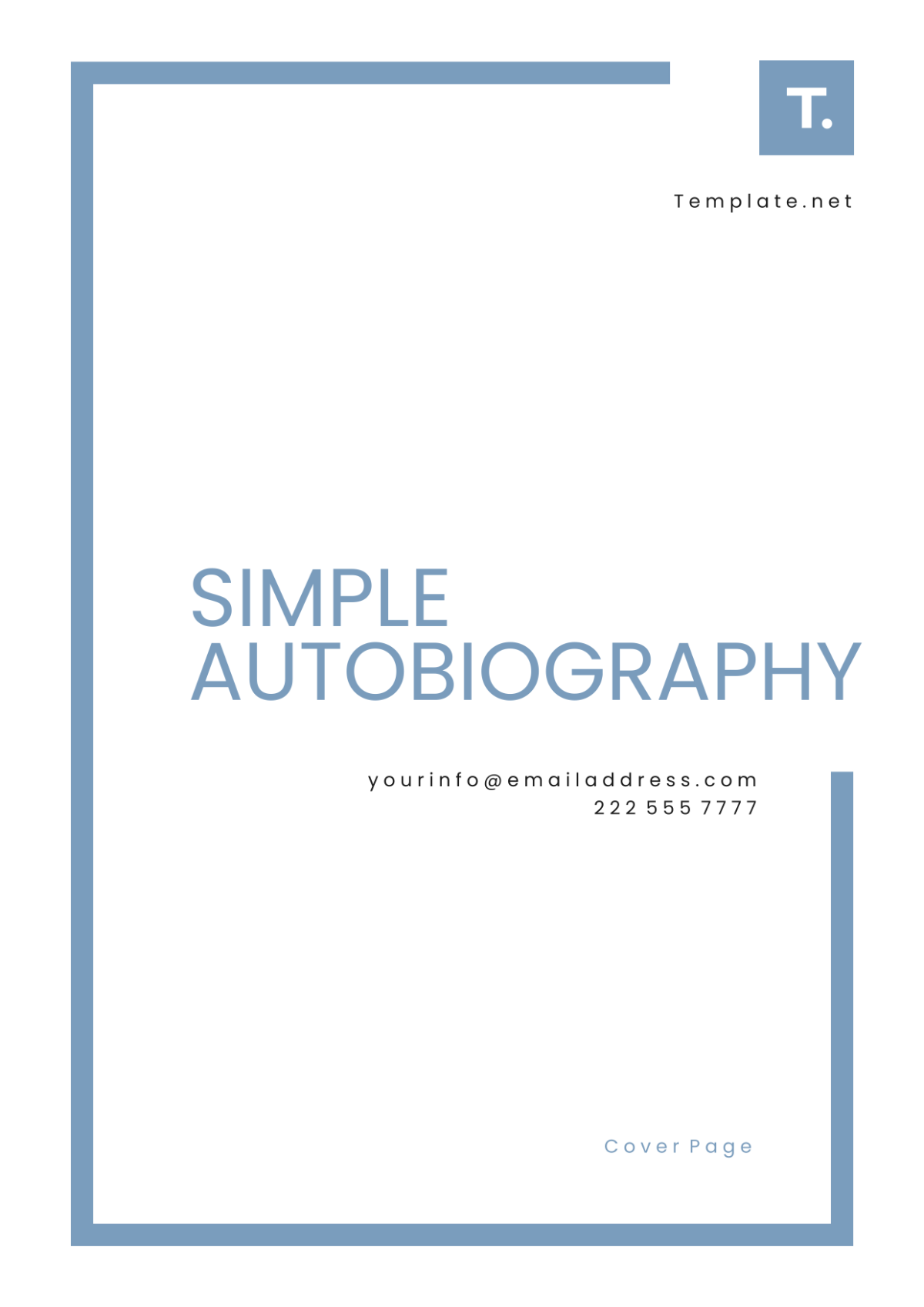 Simple Autobiography Cover Page Template