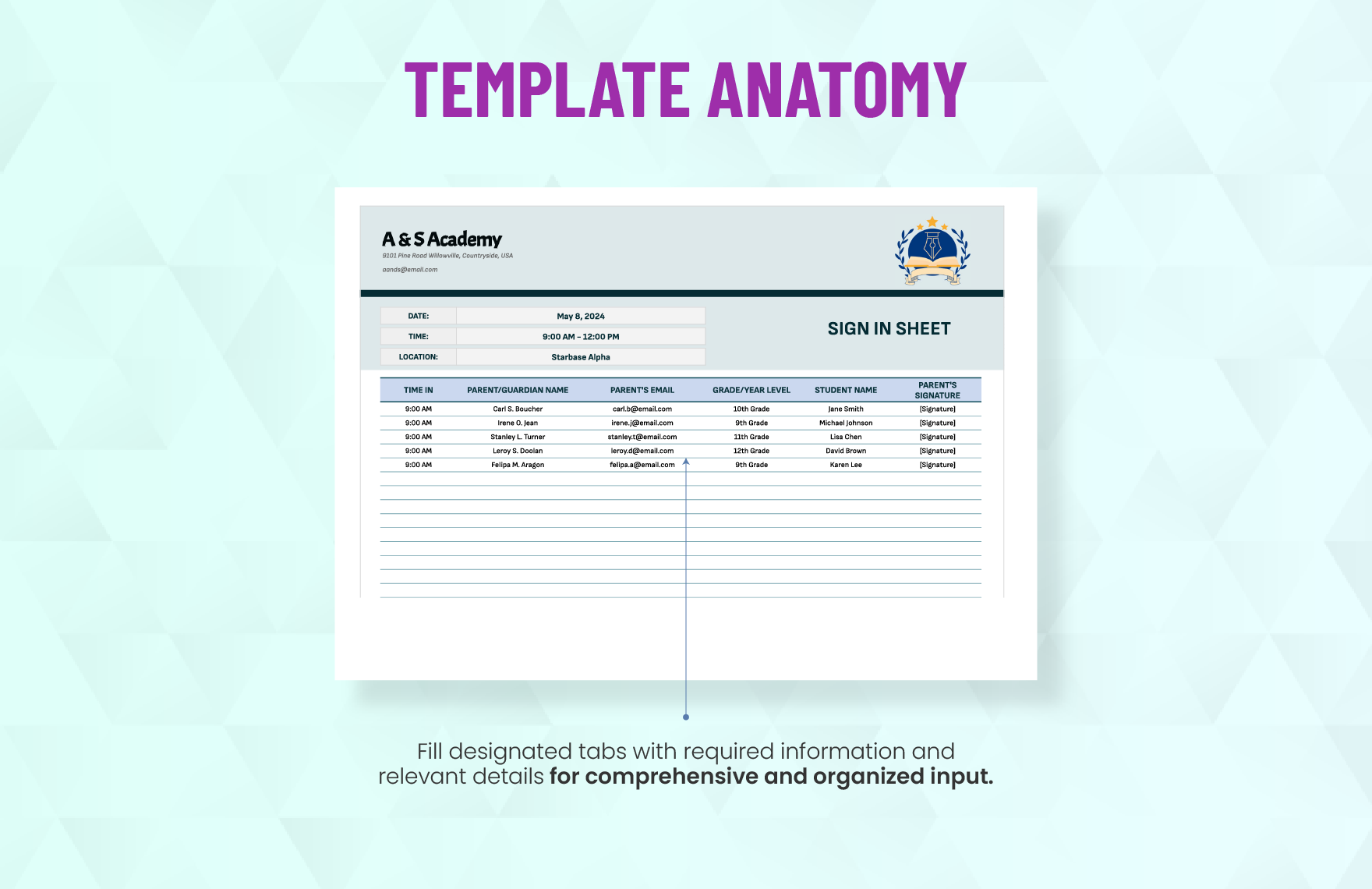 Orientation Sign in Sheet Template