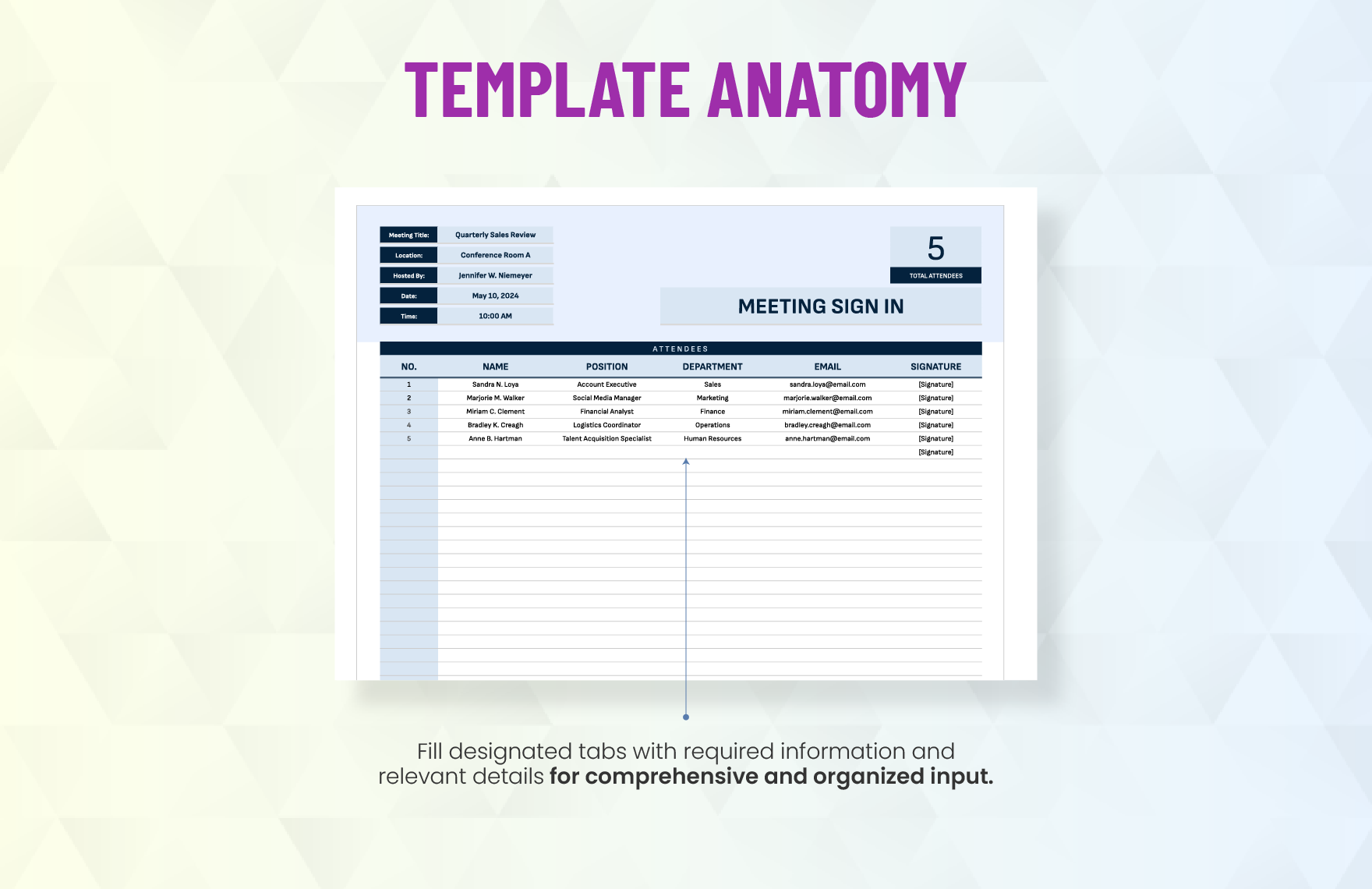 Office Meeting Sign in Sheet Template