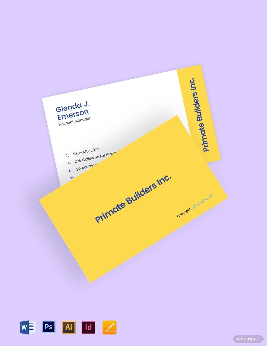 Editable Construction Business Card Template in Word, Google Docs, PDF, Illustrator, PSD, Apple Pages, InDesign