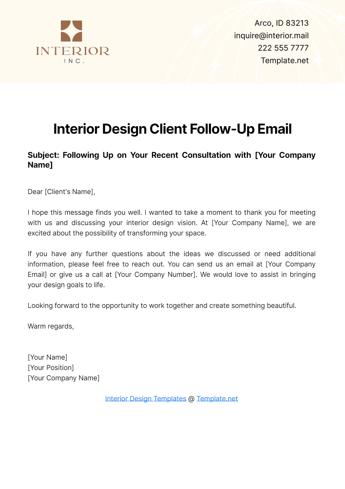 Free Interior Design Client Follow-Up Email Template