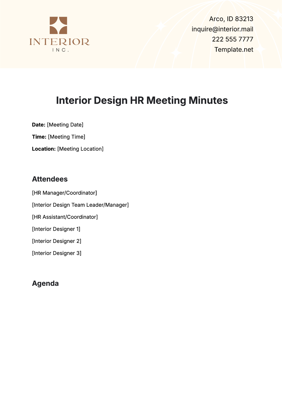 Free Interior Design HR Meeting Minutes Template