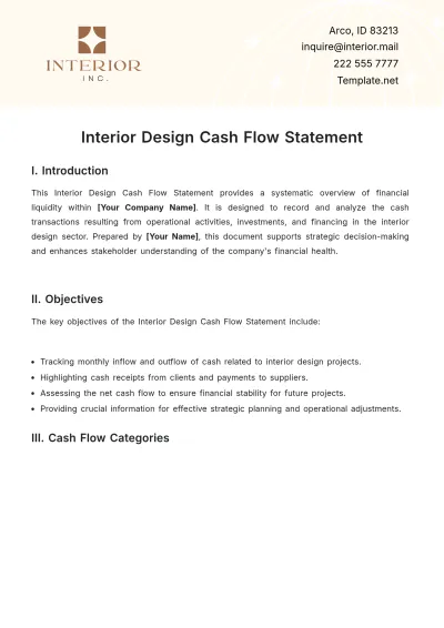 Free Interior Design Cash Flow Statement Template to Edit Online